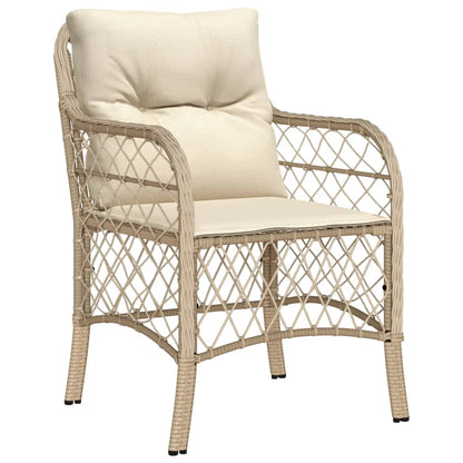 Tuinset met kussens poly rattan beige 9 beige and cream Glas