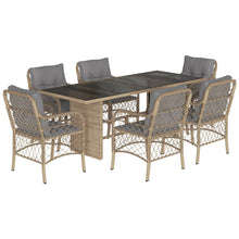 Tuinset met kussens poly rattan 7 Gemengd beige Glas