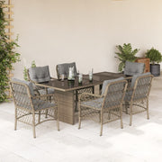 Tuinset 7-delig poly rattan gemengd beige