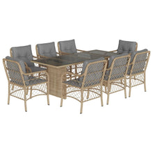 -Delige Tuinset Met Kussens Poly Rattan 9 Gemengd beige Glas