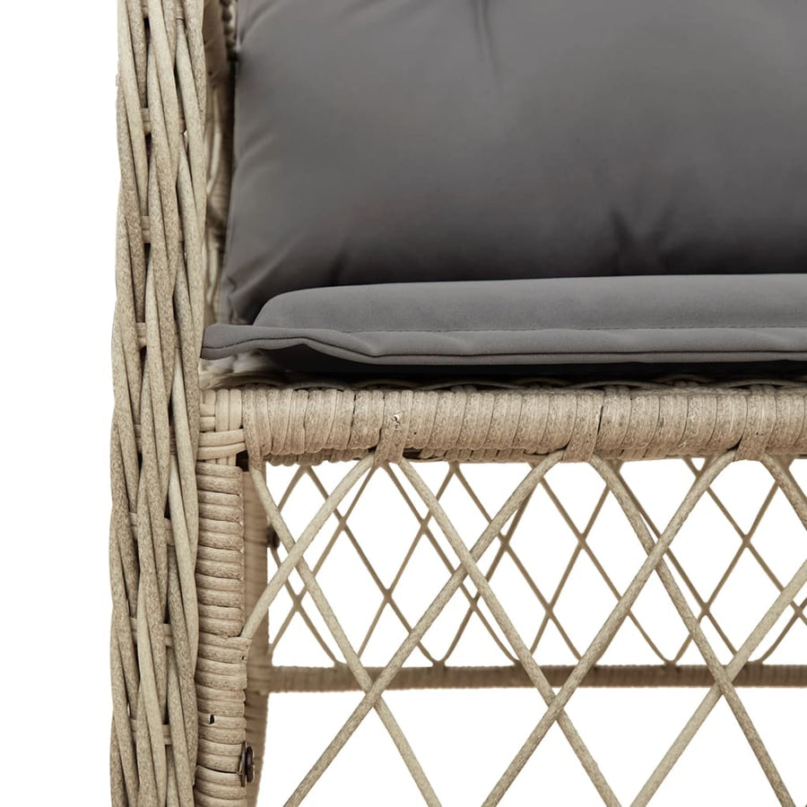 -Delige Tuinset Met Kussens Poly Rattan 9 Gemengd beige Glas