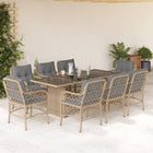 -Delige Tuinset Met Kussens Poly Rattan 9 Gemengd beige Glas