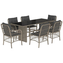 Tuinset met kussens poly rattan grijs 7 Lichtgrijs Glas