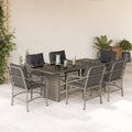 7-delige Tuinset met kussens poly rattan grijs