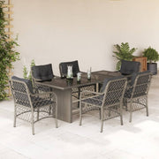 Tuinset 7-delig poly rattan grijs met kussens