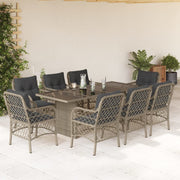 Tuinset 9-delig poly rattan lichtgrijs met kussens