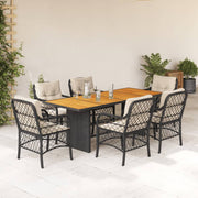 Tuinset 7-delig poly rattan zwart met kussens