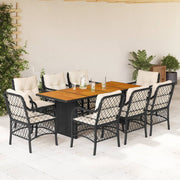 Tuinset 9-delig poly rattan zwart acaciahout
