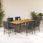 Tuinset met kussens poly rattan 7 Grijs Hout