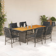 Tuinset 7-delig poly rattan grijs met kussens