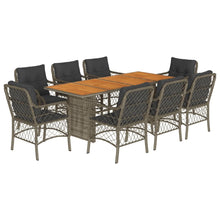 Tuinset met kussens poly rattan 9 Grijs Hout