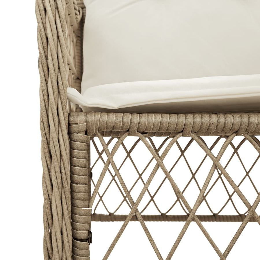 7-Delige Tuinset Met Kussens Poly Rattan 6 beige en crèmekleurig Hout