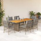 -Delige Tuinset Met Kussens Poly Rattan 7 Gemengd beige Hout