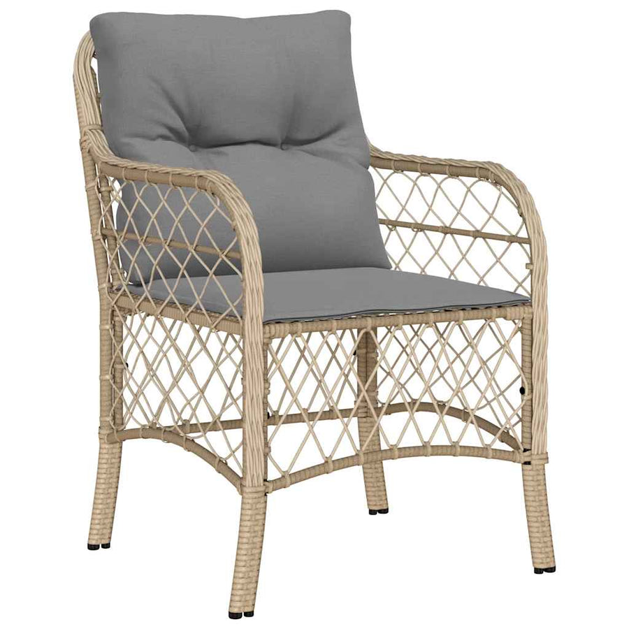 9-Delige Tuinset Met Kussens Poly Rattan 8 Gemengd beige Hout