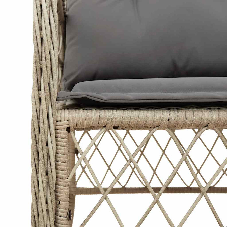 9-Delige Tuinset Met Kussens Poly Rattan 8 Gemengd beige Hout