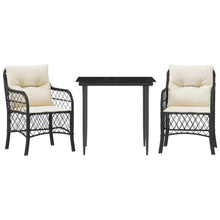3-Delige Bistroset Met Kussens Poly Rattan Zwart
