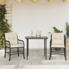 3-Delige Bistroset Met Kussens Poly Rattan Zwart