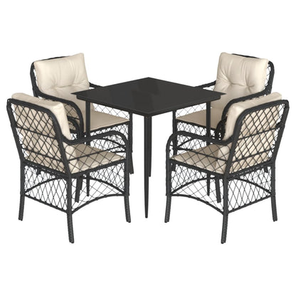 5-Delige Tuinset Met Kussens Poly Rattan Zwart