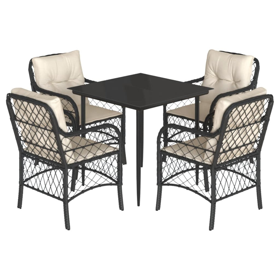 5-Delige Tuinset Met Kussens Poly Rattan Zwart