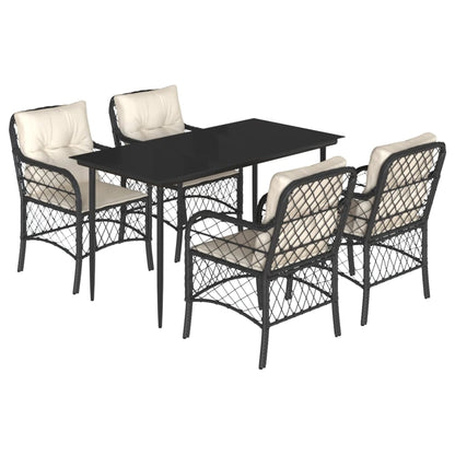 5-Delige Tuinset Met Kussens Poly Rattan Zwart