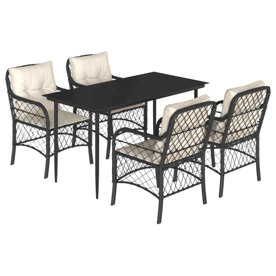 5-Delige Tuinset Met Kussens Poly Rattan Zwart