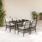 5-piece Garden Set with Cushions, Poly Rattan, Black