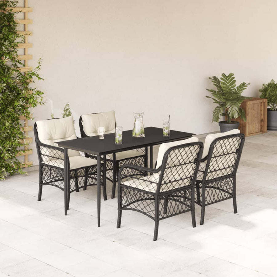 5-Delige Tuinset Met Kussens Poly Rattan Zwart