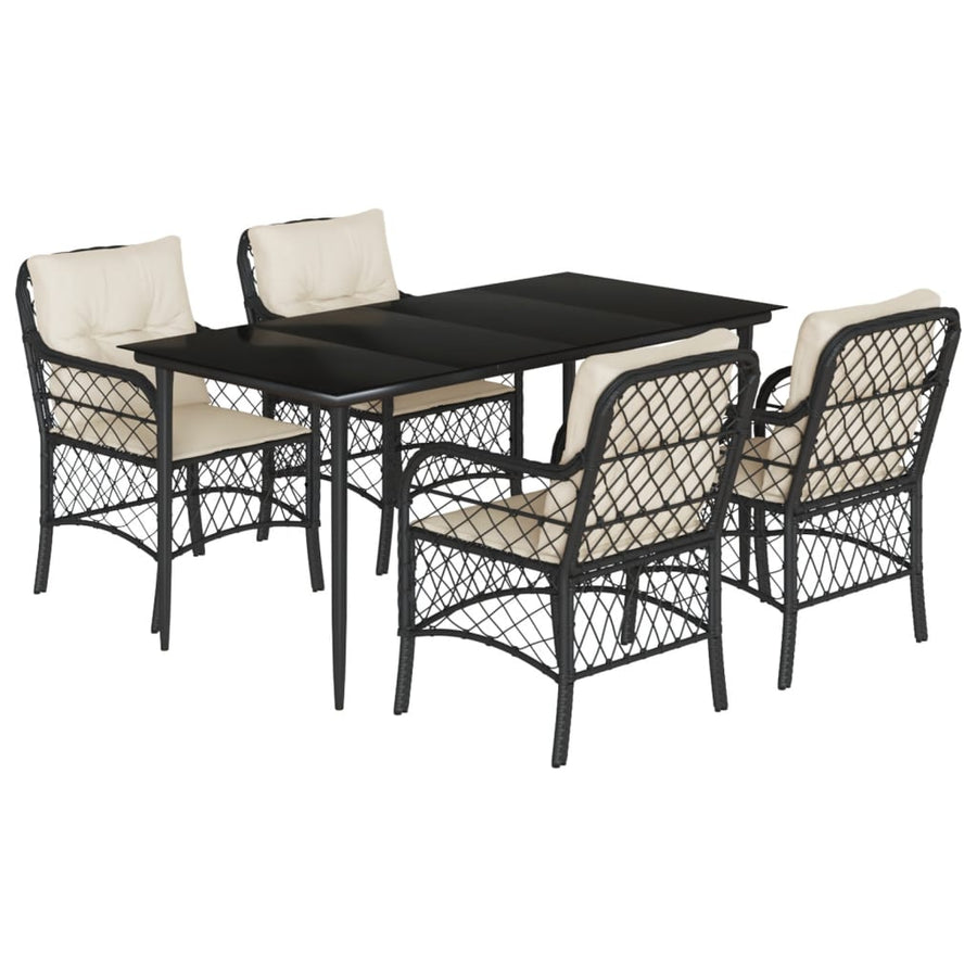 5-Delige Tuinset Met Kussens Poly Rattan Zwart