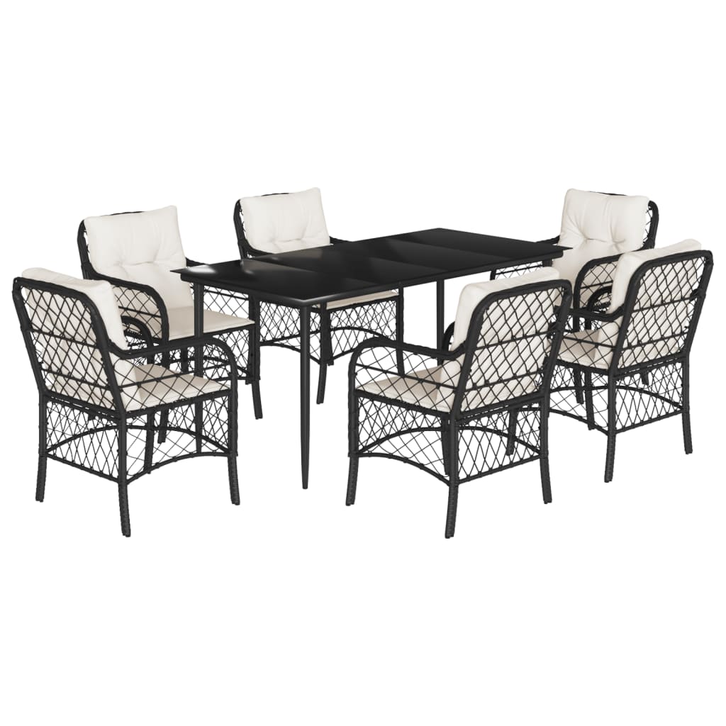 7-Delige Tuinset Met Kussens Poly Rattan Zwart