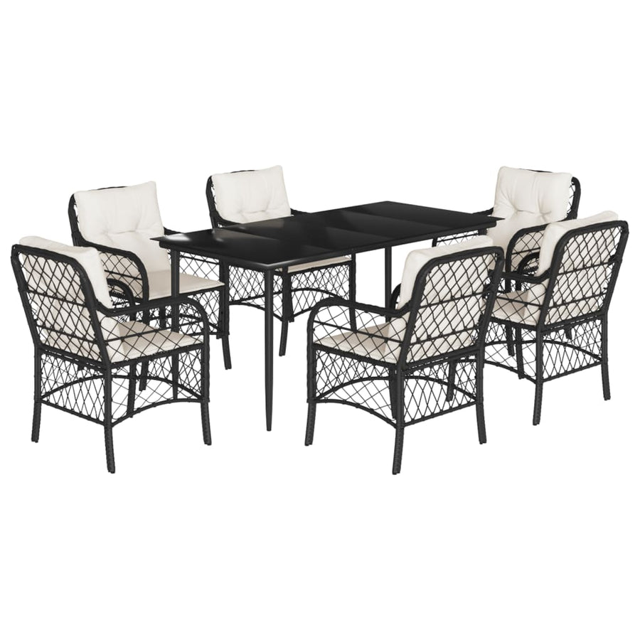 7-Delige Tuinset Met Kussens Poly Rattan Zwart