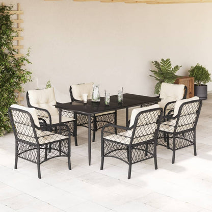 7-Delige Tuinset Met Kussens Poly Rattan Zwart
