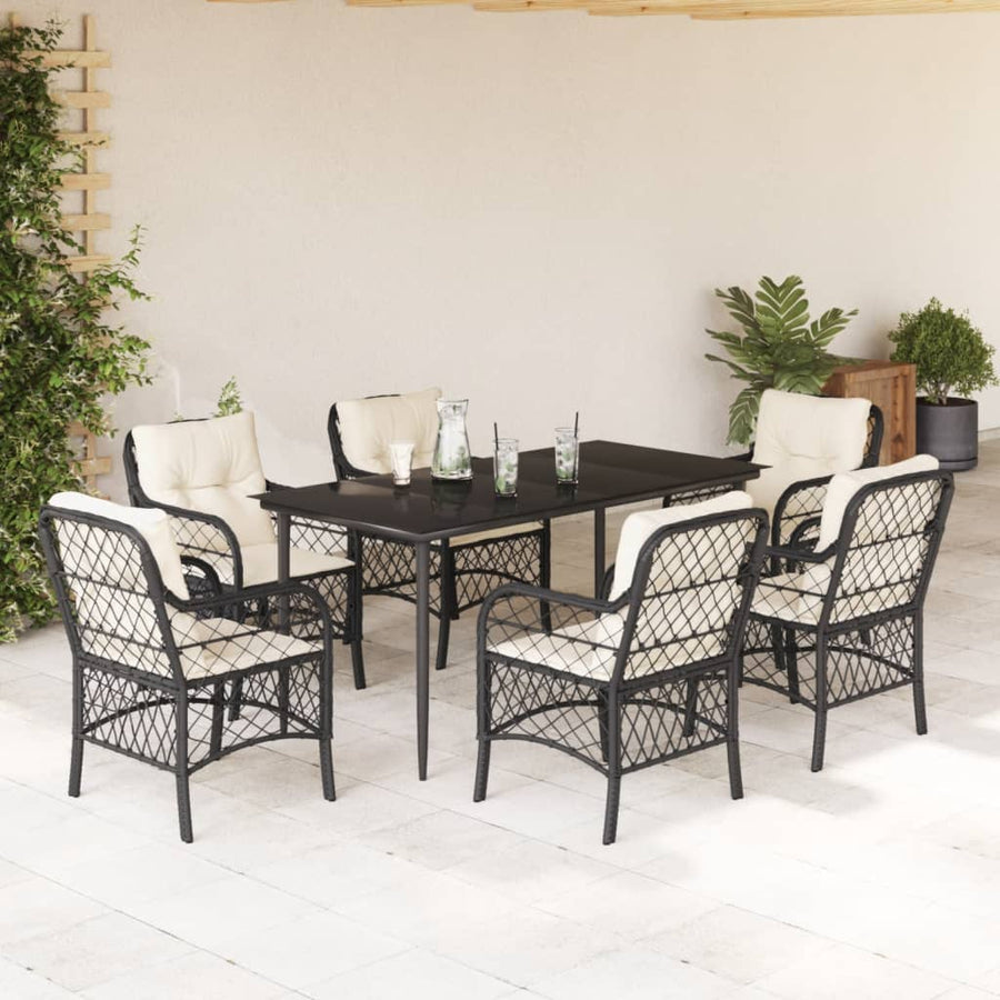 7-Delige Tuinset Met Kussens Poly Rattan Zwart
