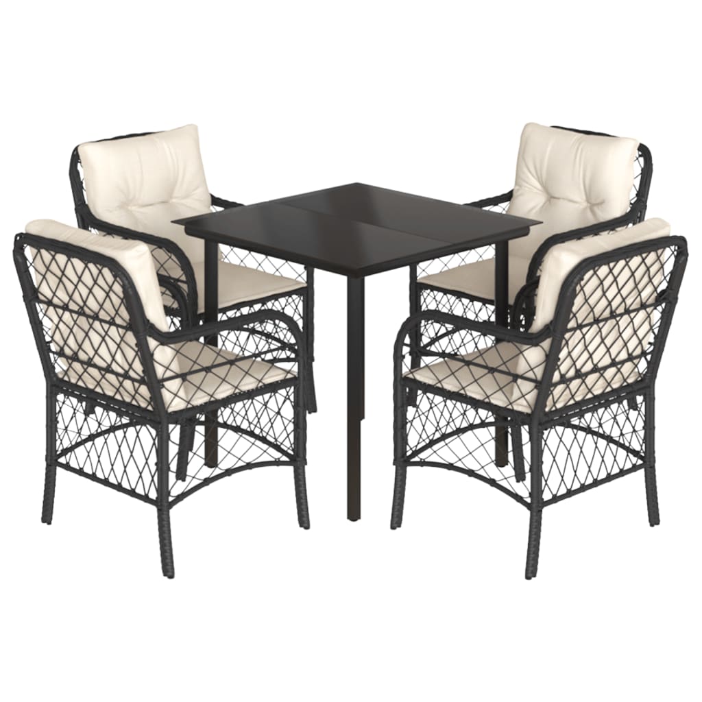 5-Delige Tuinset Met Kussens Poly Rattan Zwart