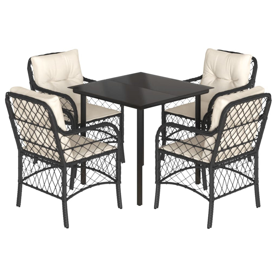 5-Delige Tuinset Met Kussens Poly Rattan Zwart