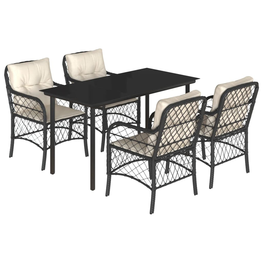 5-Delige Tuinset Met Kussens Poly Rattan Zwart