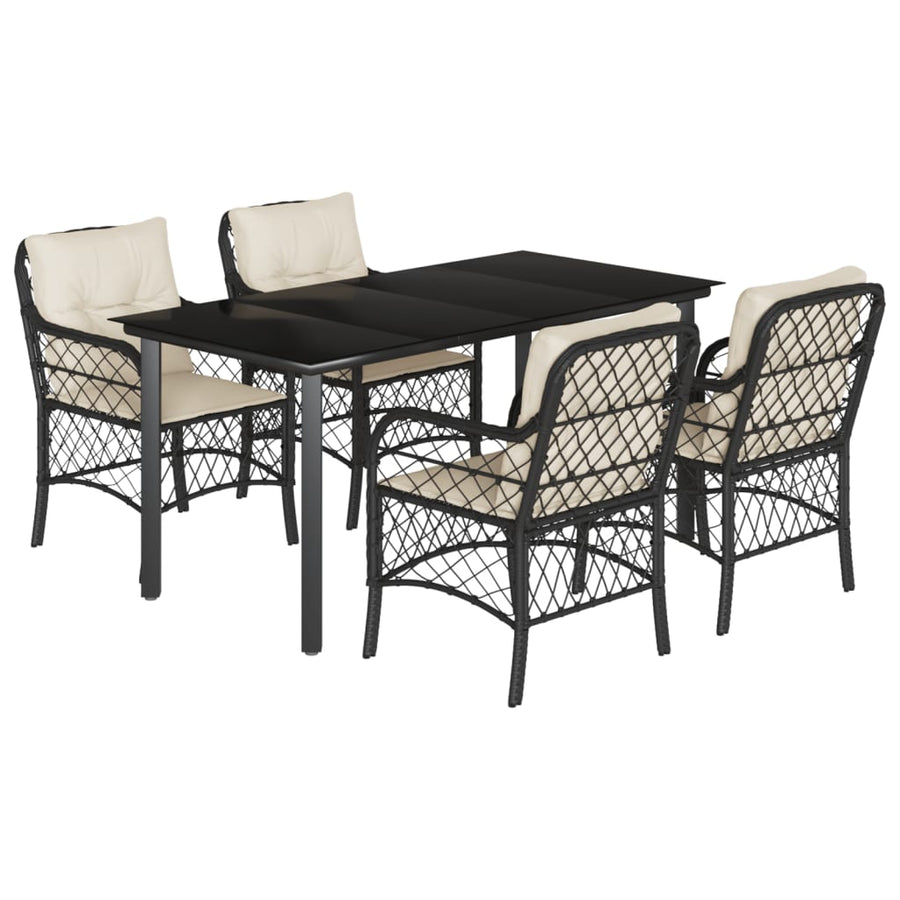 5-Delige Tuinset Met Kussens Poly Rattan Zwart