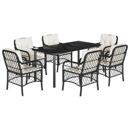 7-Delige Tuinset Met Kussens Poly Rattan Zwart