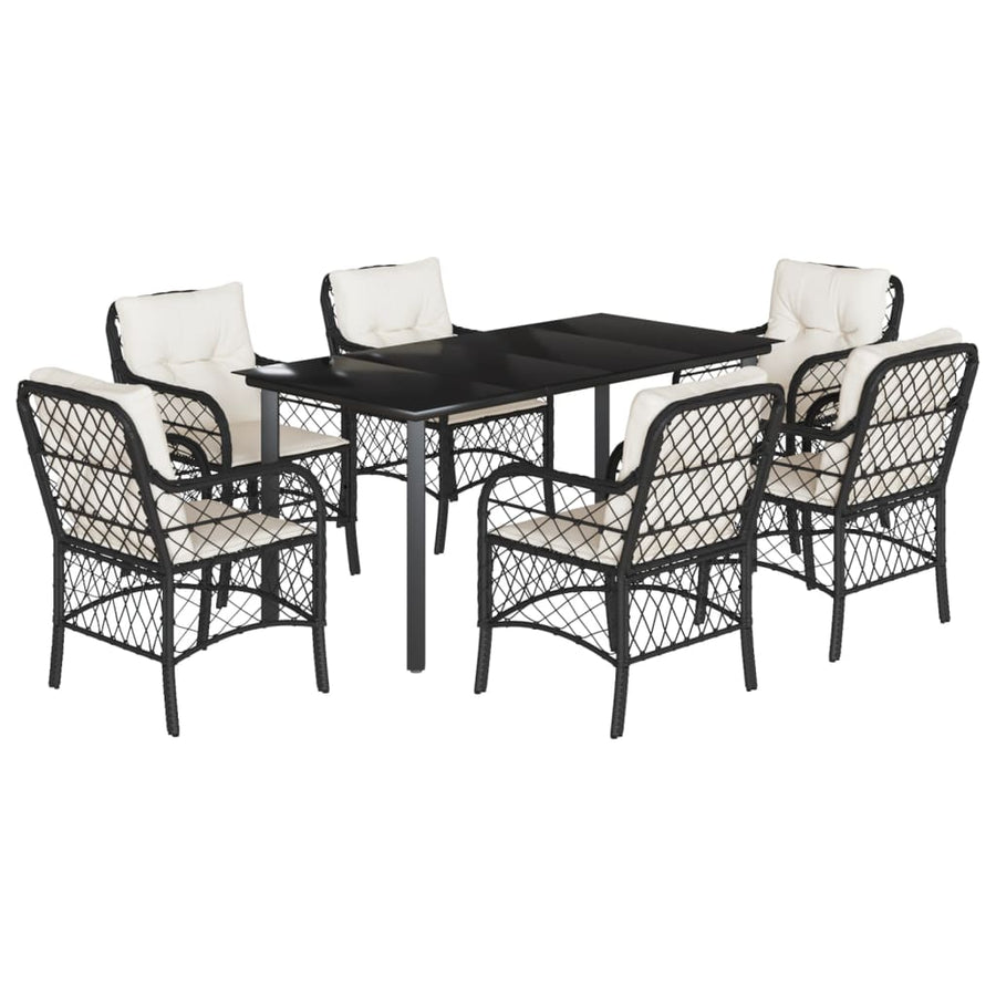 7-Delige Tuinset Met Kussens Poly Rattan Zwart