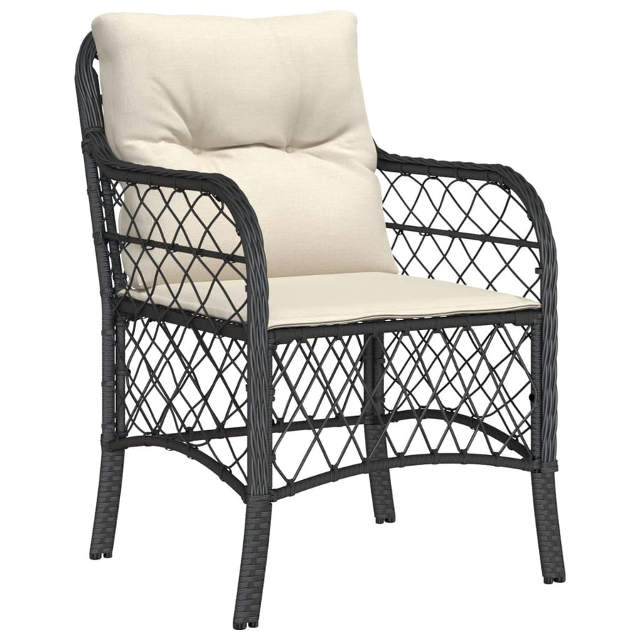 7-Delige Tuinset Met Kussens Poly Rattan Zwart 6 200 cm tafellengte