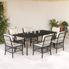 Tuinset 7-delig poly rattan zwart met kussens