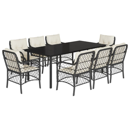 9-Delige Tuinset Poly Rattan Zwart 8 200 cm tafellengte