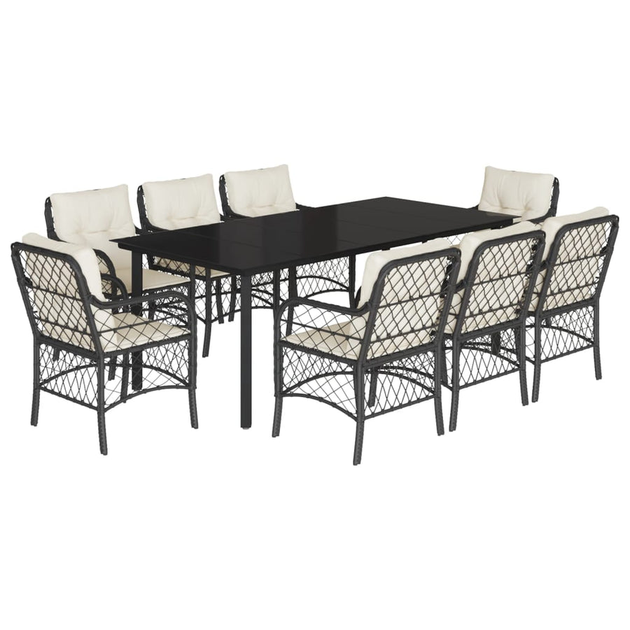 9-Delige Tuinset Poly Rattan Zwart 8 200 cm tafellengte