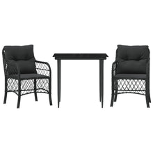 3-Delige Bistroset Met Kussens Poly Rattan Zwart