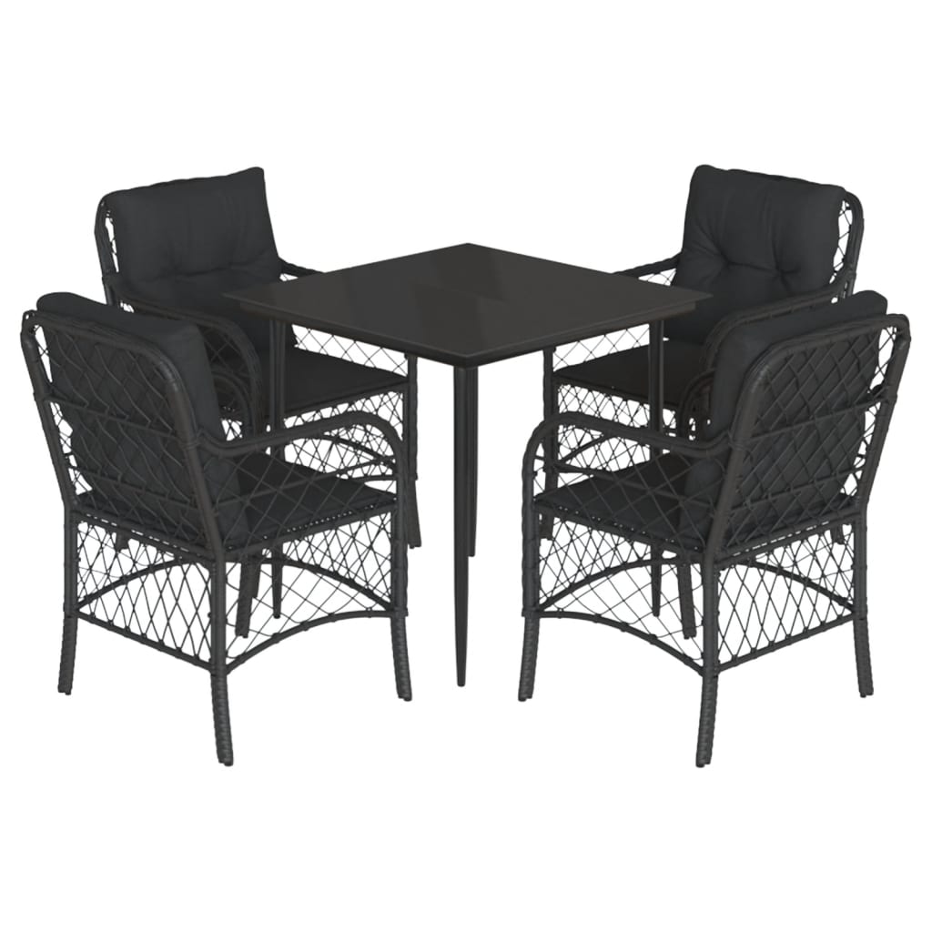 5-Delige Tuinset Met Kussens Poly Rattan Zwart