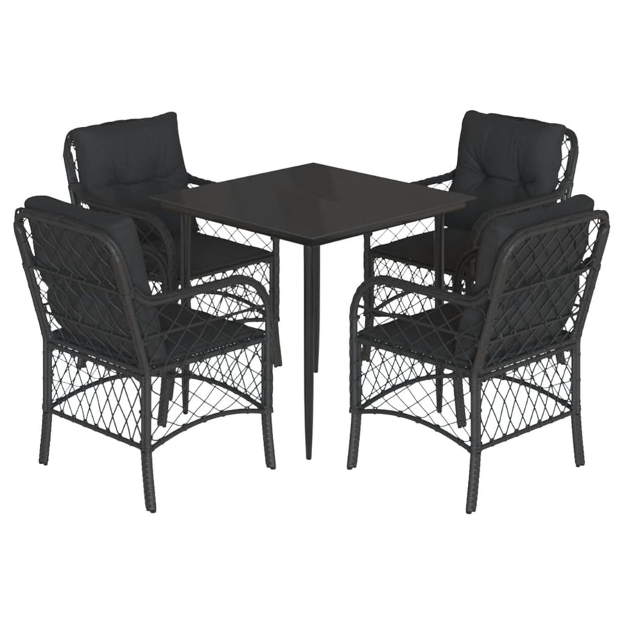 5-Delige Tuinset Met Kussens Poly Rattan Zwart