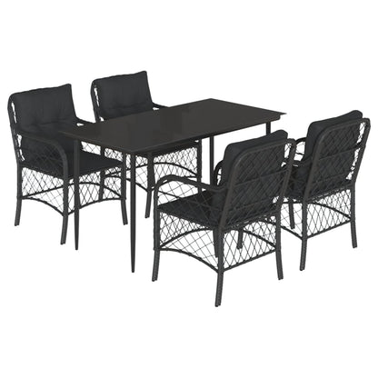 5-Delige Tuinset Met Kussens Poly Rattan Zwart