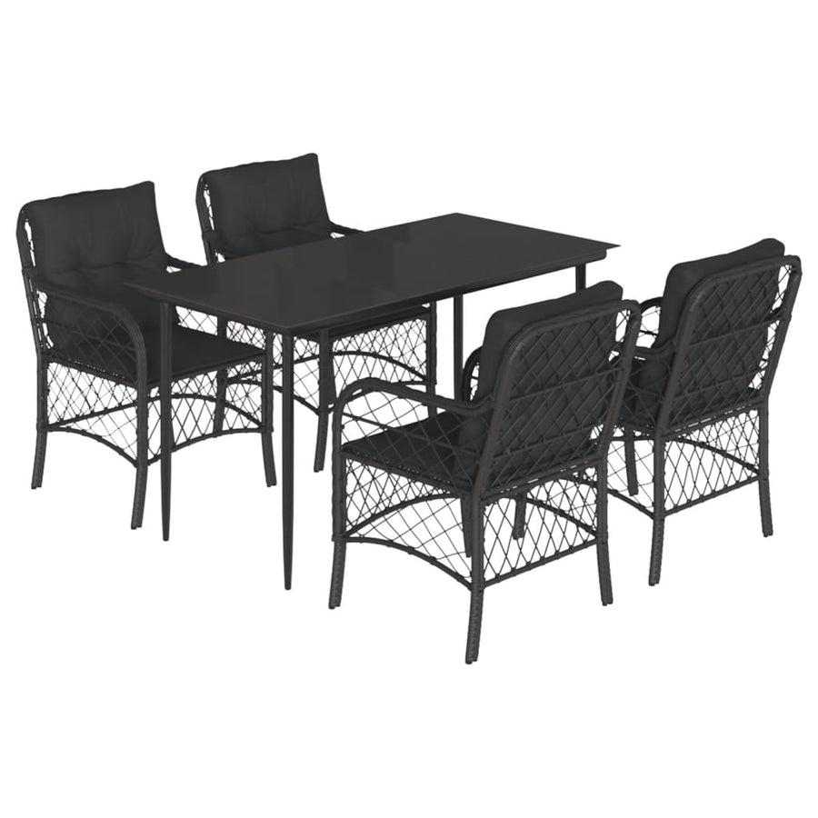 5-Delige Tuinset Met Kussens Poly Rattan Zwart