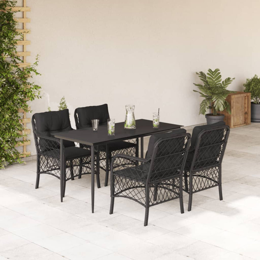 5-Delige Tuinset Met Kussens Poly Rattan Zwart