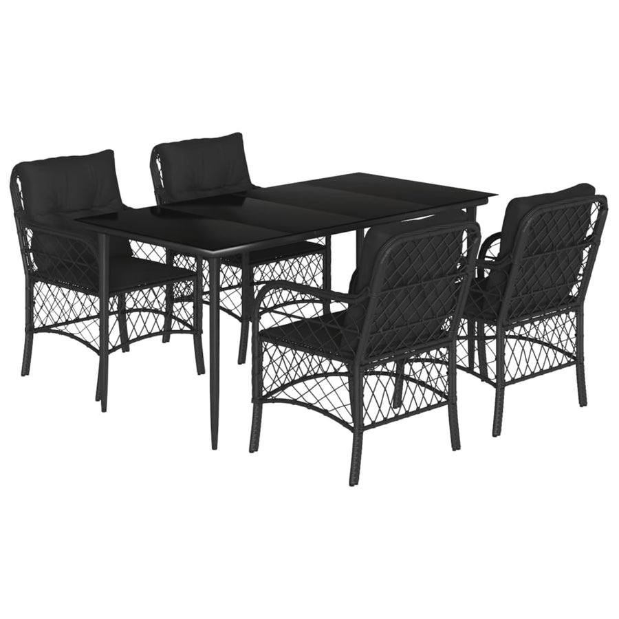 5-Delige Tuinset Met Kussens Poly Rattan Zwart