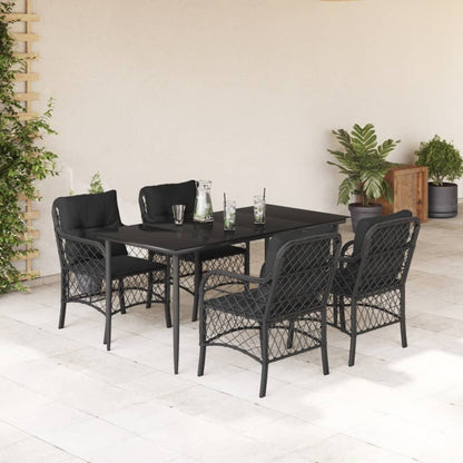5-Delige Tuinset Met Kussens Poly Rattan Zwart